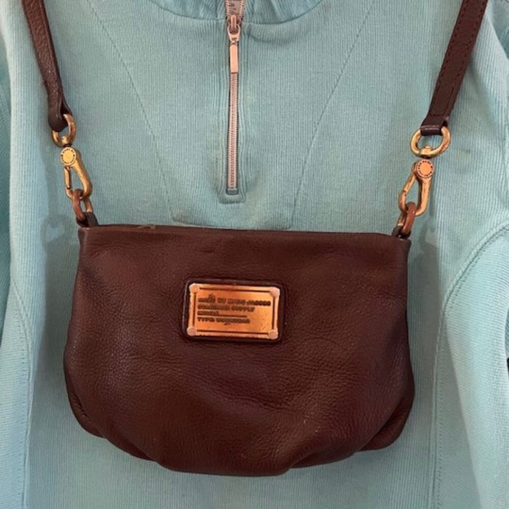 Marc Jacobs Brown Leather Crossbody Bag with Gold Hardware